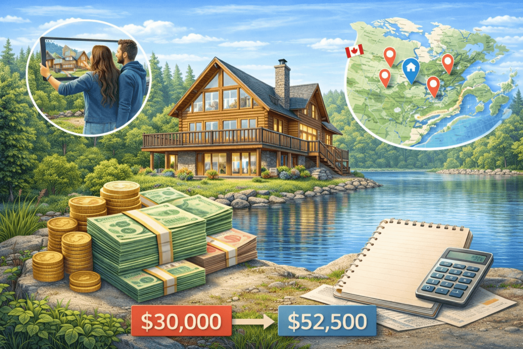 Revenus d’un chalet locatif au Québec illustrant une augmentation de 30 000$ à 52 500$ grâce à une meilleure gestion
